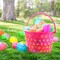 6 Pack Easter Baskets for Kids, 8.6" Plastic Easter Bags with Handles, Easter Bucket Bags Filled with Grass, Perfect Theme Party Favors Decorations